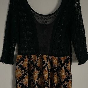 FP Movement by Free People Black and Gold Long Sleeve Dress